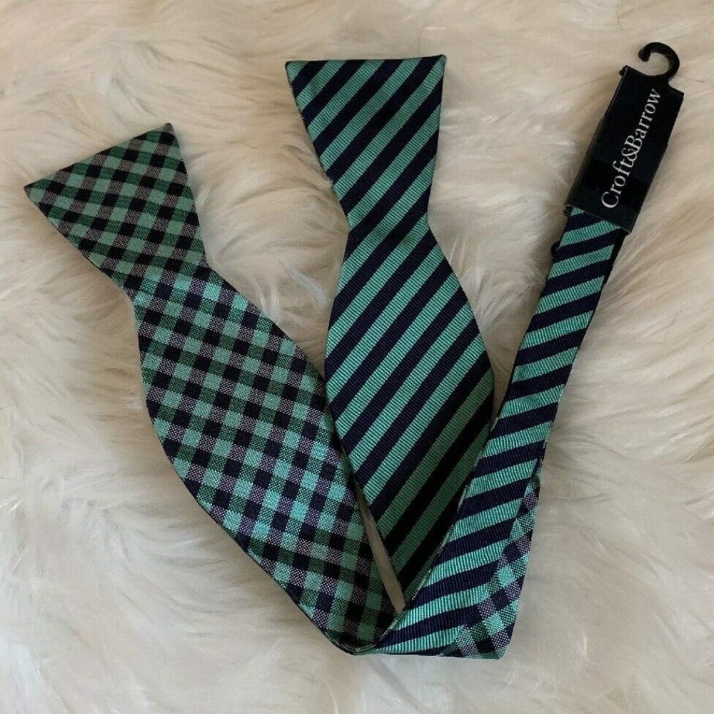 Croft And Barrow Mens Bow Tie Teal And Navy